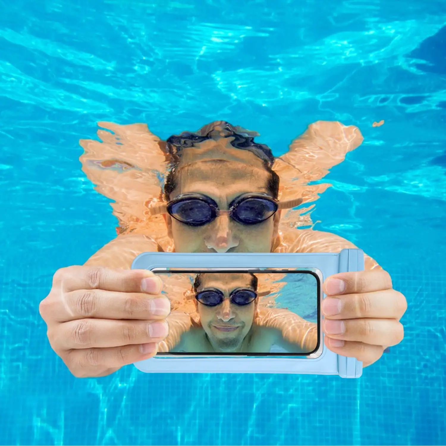 Touchscreen-Enabled Transparent Waterproof Swimming Bag