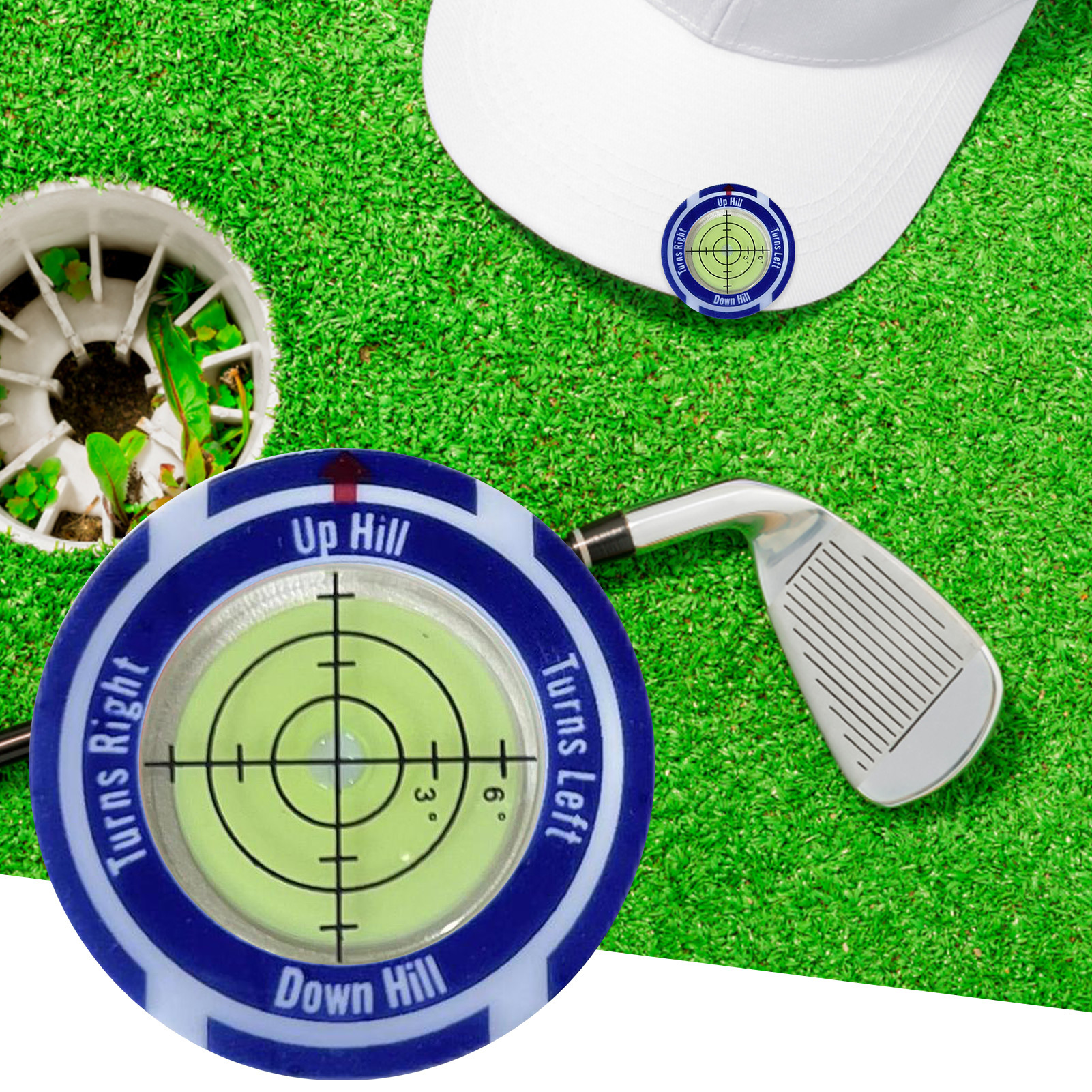 Golf Level Hat Clip Measurement With Position Mark Green Level - Image 3