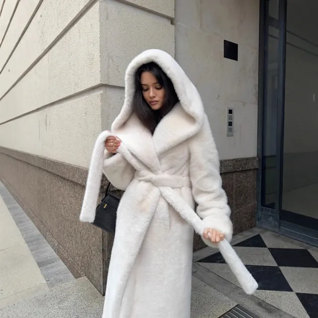 Long Hooded Coat For Women White - Shop at LoveMi