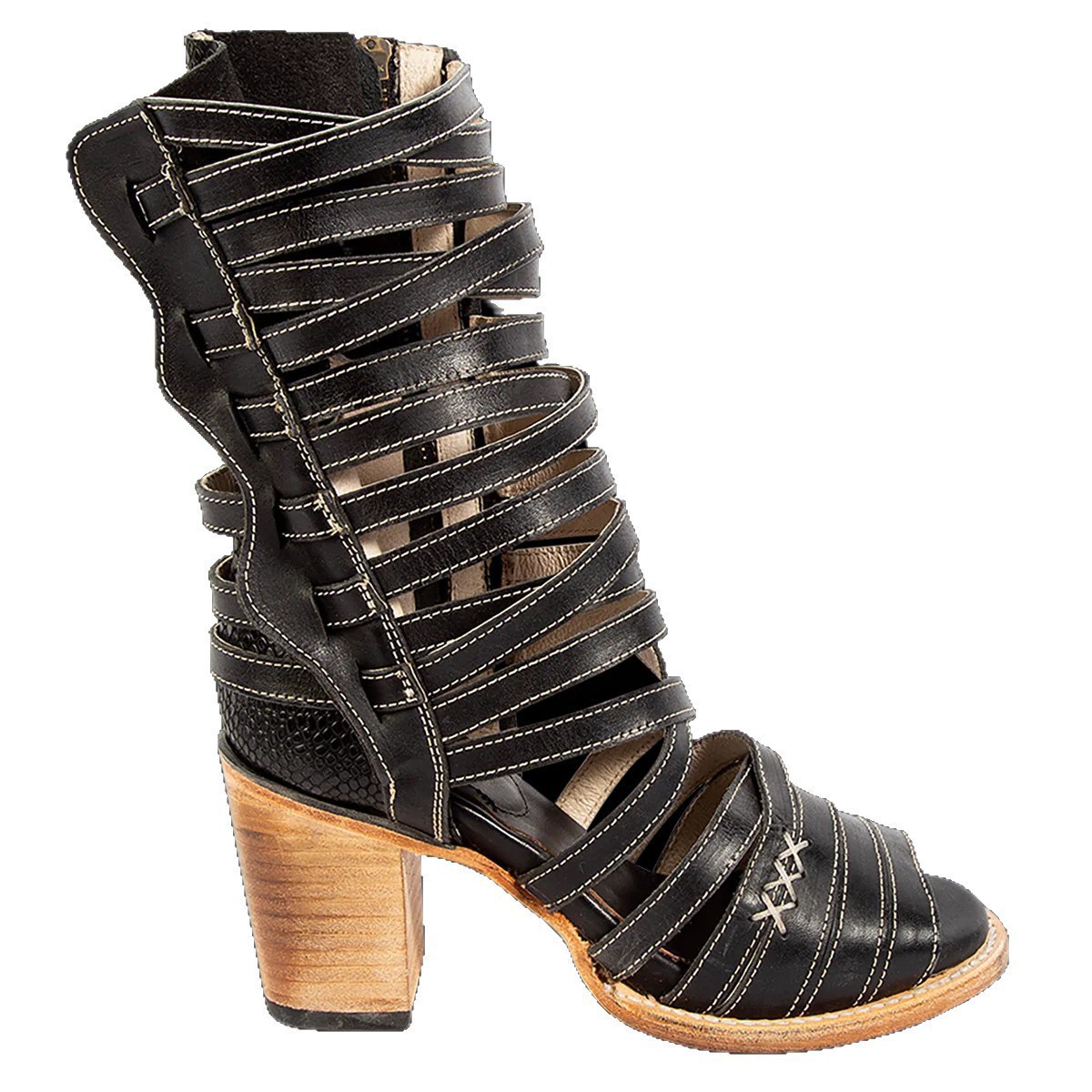 Womens Retro Stiletto-Strap Cutout Sandals