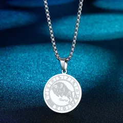 Stainless Steel Constellation Pendant Necklace Gold Medal Necklace - Taurus Silver - View 1