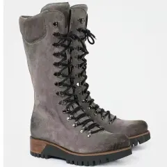 New Autumn And Winter Women's Shoes Plus Size Lace Up Mid Boots - Gray - View 1