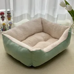 Winter Warm Pet Square Cat Nest - Green - View 1