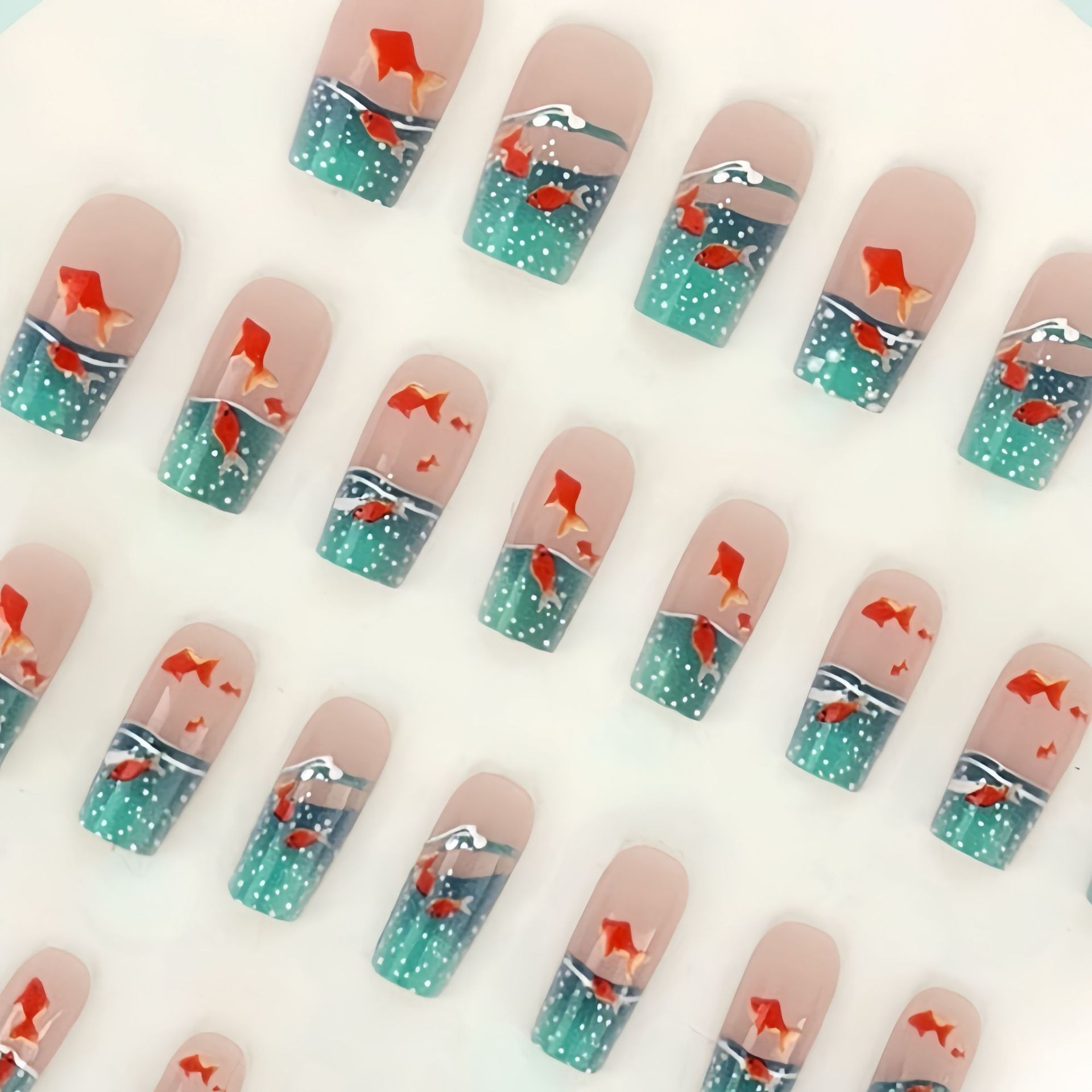 Mid-square Blue Glaze Goldfish Wear Armor 24 Pieces Removable 4