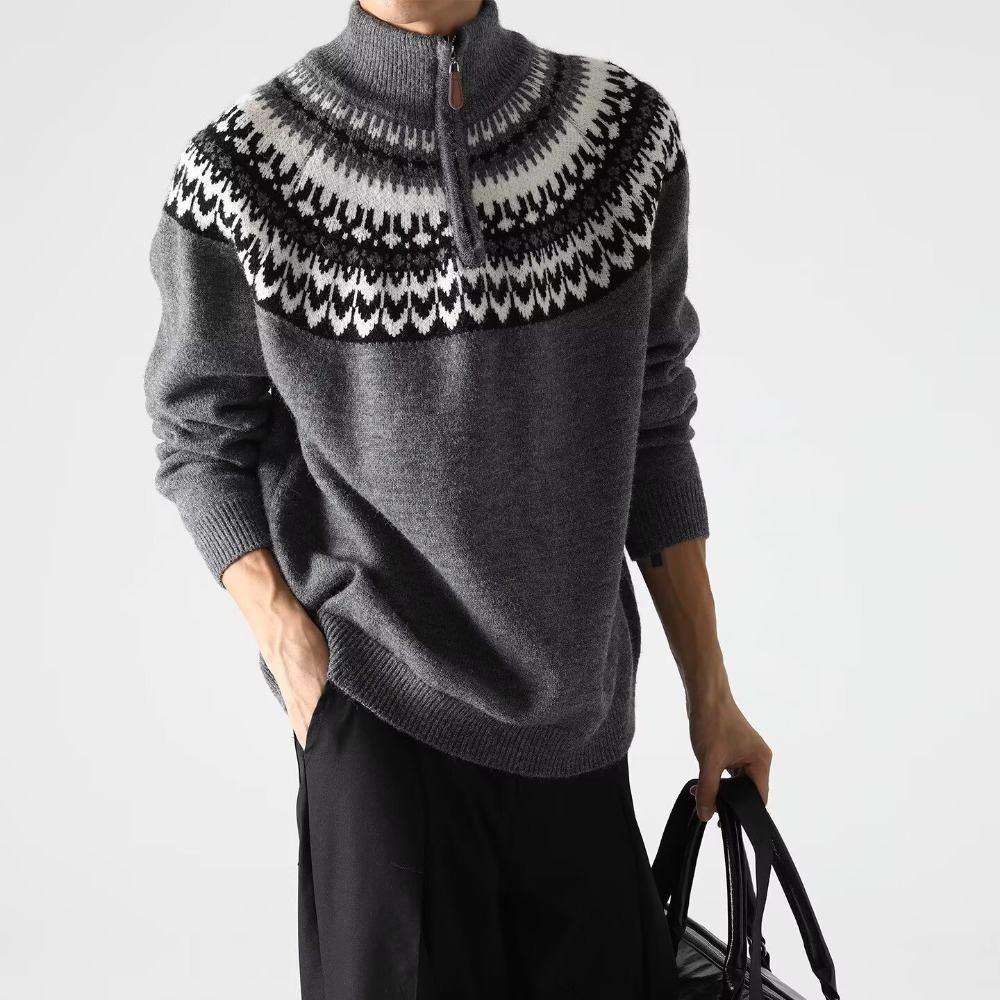 Mens American-style Retro Sweater For Fall And Winter