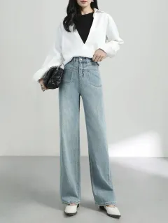Fashion Personality Wide Leg Jeans For Women - Blue - View 1
