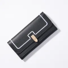 Women's Long And Simple Student Large Capacity Multi-card-slot Clutch - Black - View 1