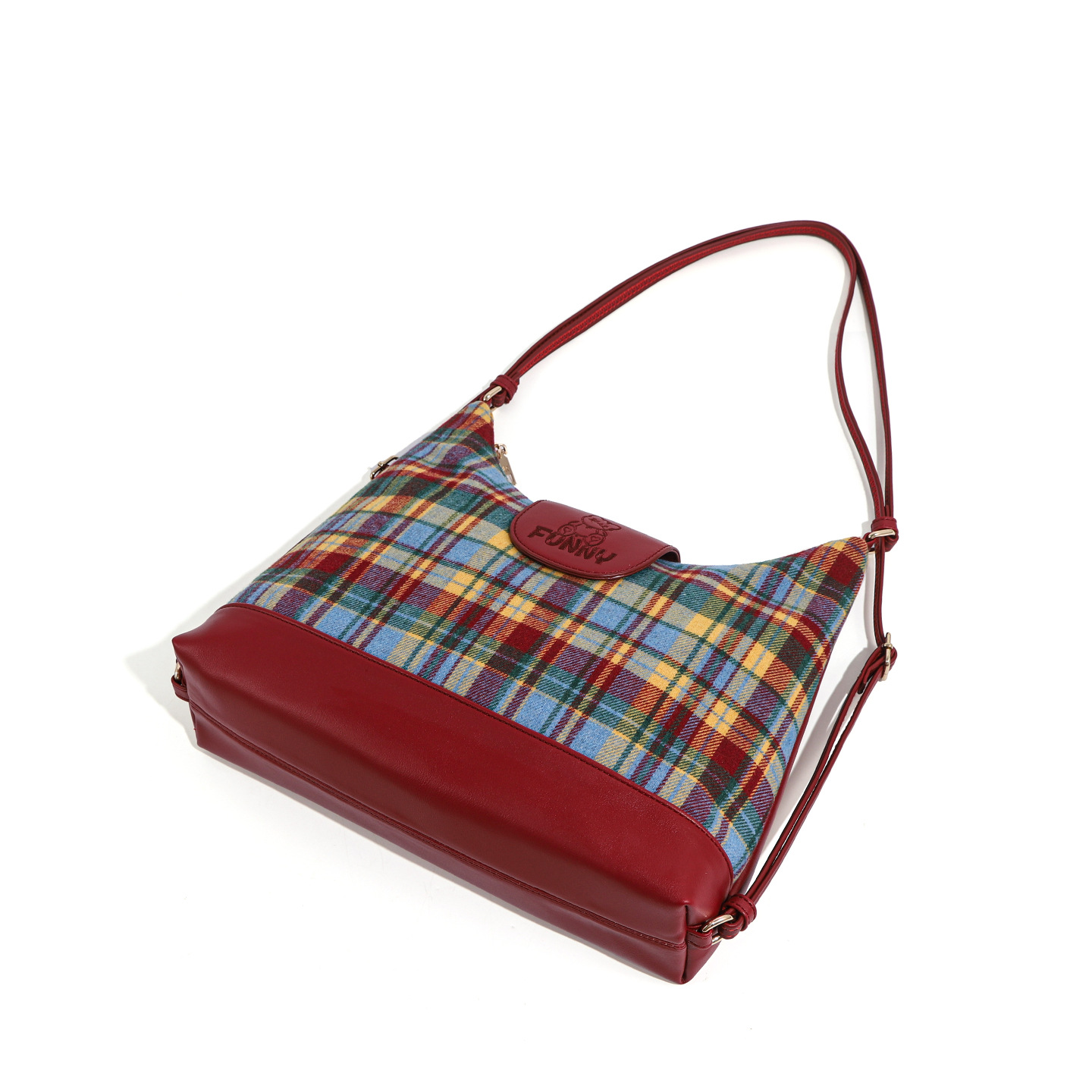 Sac à Main Femme Tartan Rouge PU — Cabas Dumpling 2