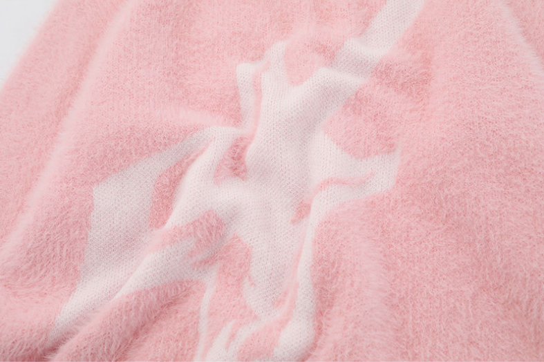 Women's Alphabet Knitting Crocheted Casual Round Neck Sweater