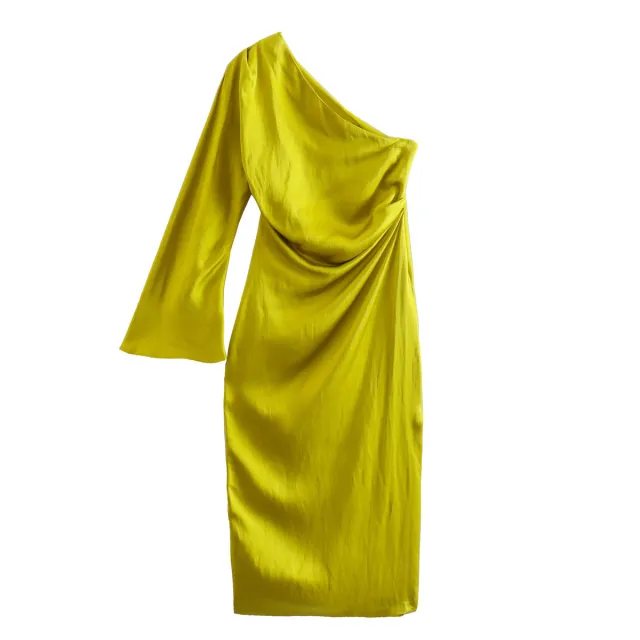 European And American Asymmetric Silk Satin Texture Dress - Shop at LoveMi
