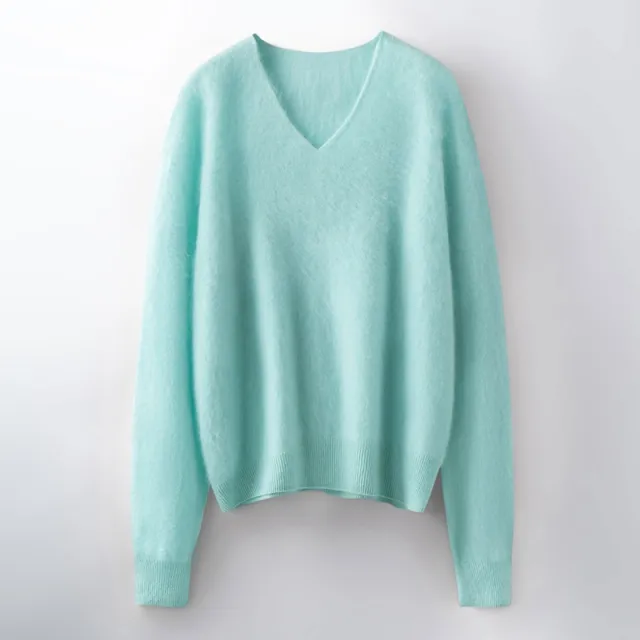 Versatile Loose fitting Brushed Sweater In A Solid Color Green - Shop at LoveMi