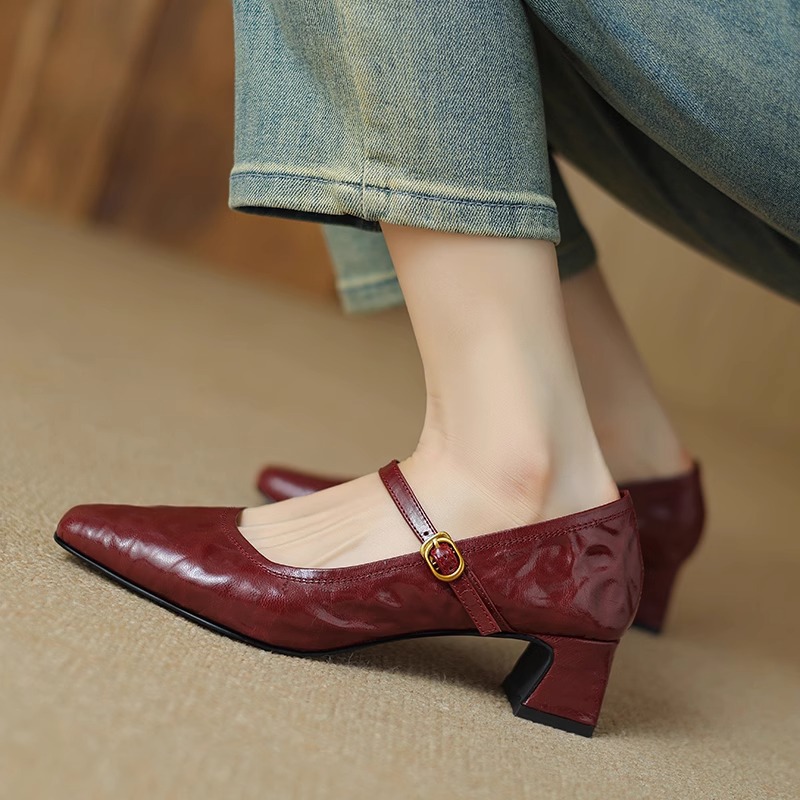 Sheepskin Mary Jane Heels, picture 2 of 8