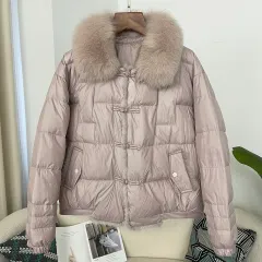 Down Jacket Short Loose Fashion Retro Patchwork Coat - View 1