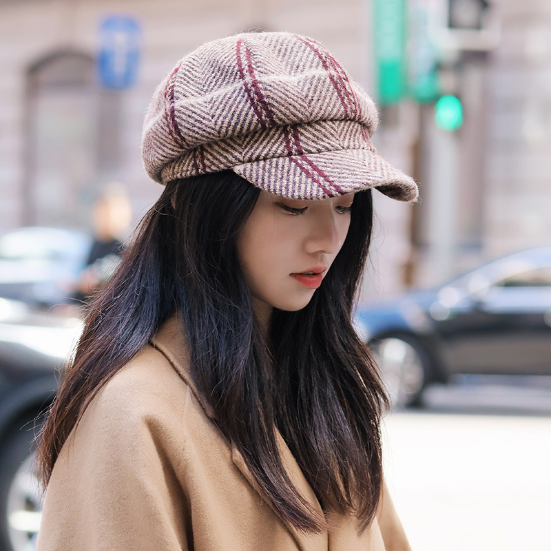 Plaid Wide-brimmed Vintage Baseball Cap - imagen 1