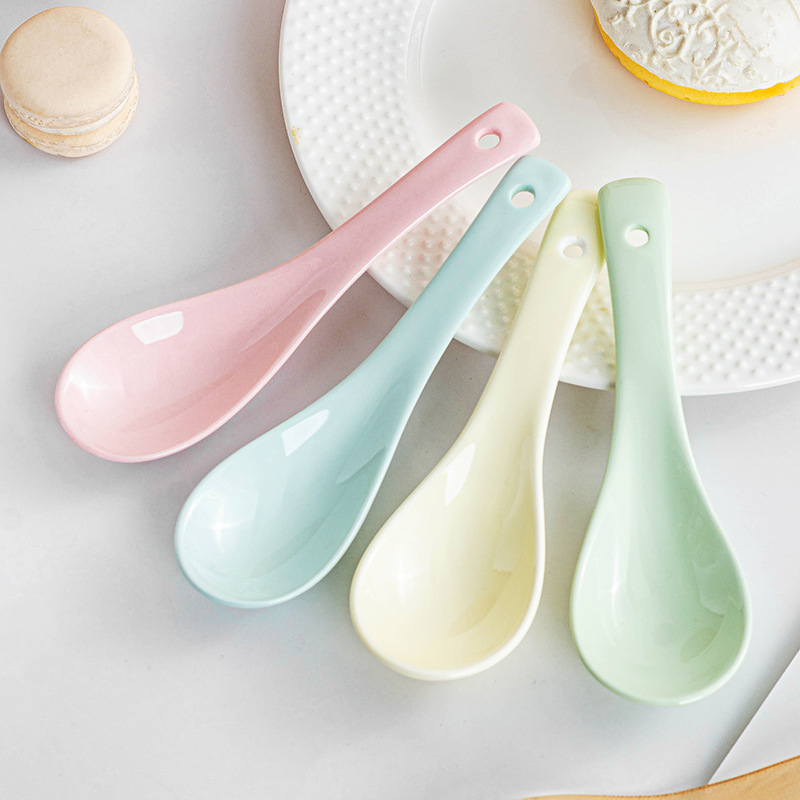 Ceramic Cream Style Small Spoon Personal Dedicated