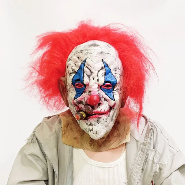 Script Killing Series Funny Fake Face Color Hair Suit Smoke Clown - Shop at LoveMi