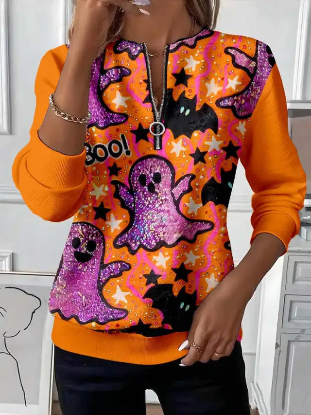Women's Casual Christmas Print Raglan Sweatshirt 461Wy By250822 52 - Shop at LoveMi