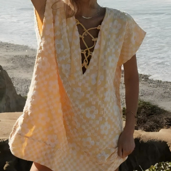 Beach Vacation Loose V-Neck Dress Cover-Up