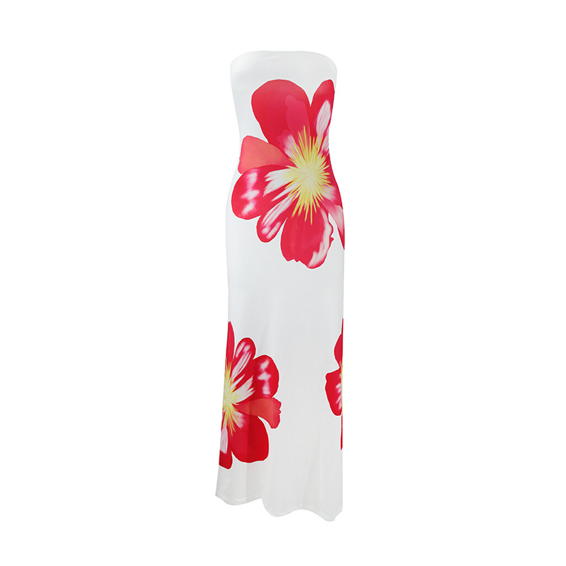 Printed Long Vacation Style Dress Rose - Shop at LoveMi