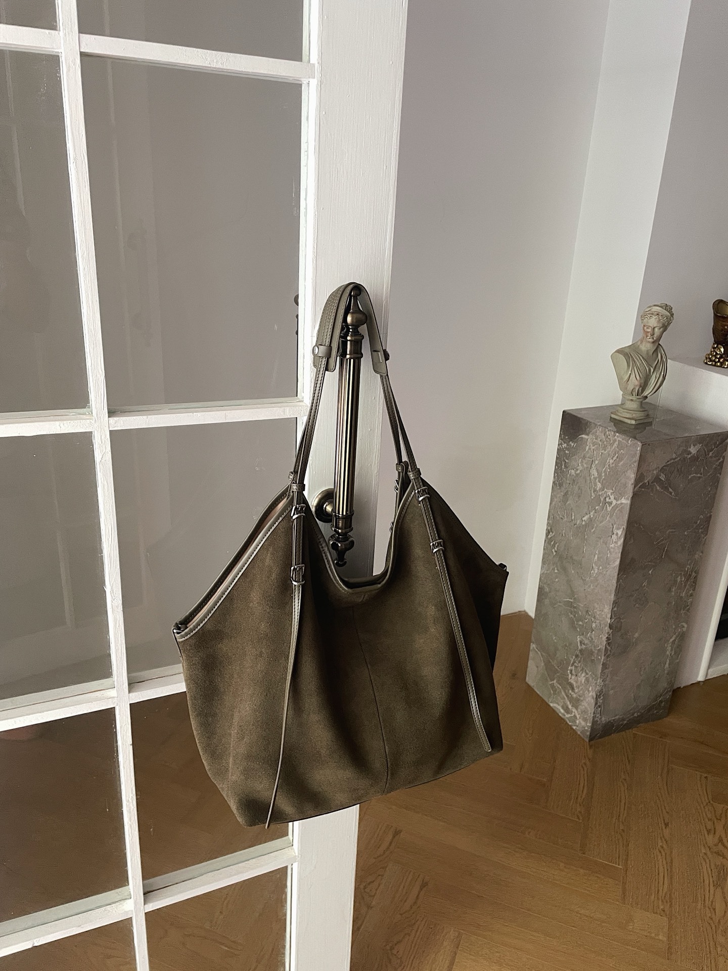Suede Crossbody Bucket Bag