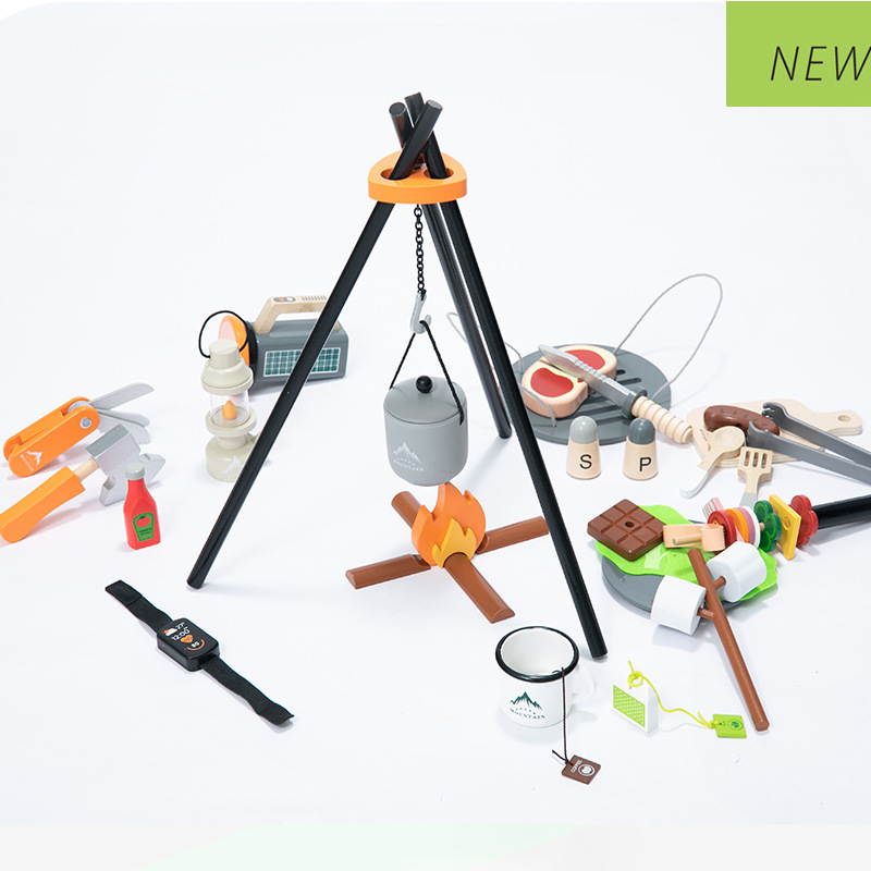 Wooden Camping BBQ Toy Childrens Pretend Kitchen Playset — foto 5