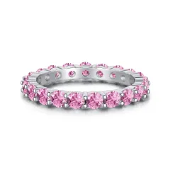 European And American Style S925 Sterling Silver Ring For Women - Platinum Pink - View 1