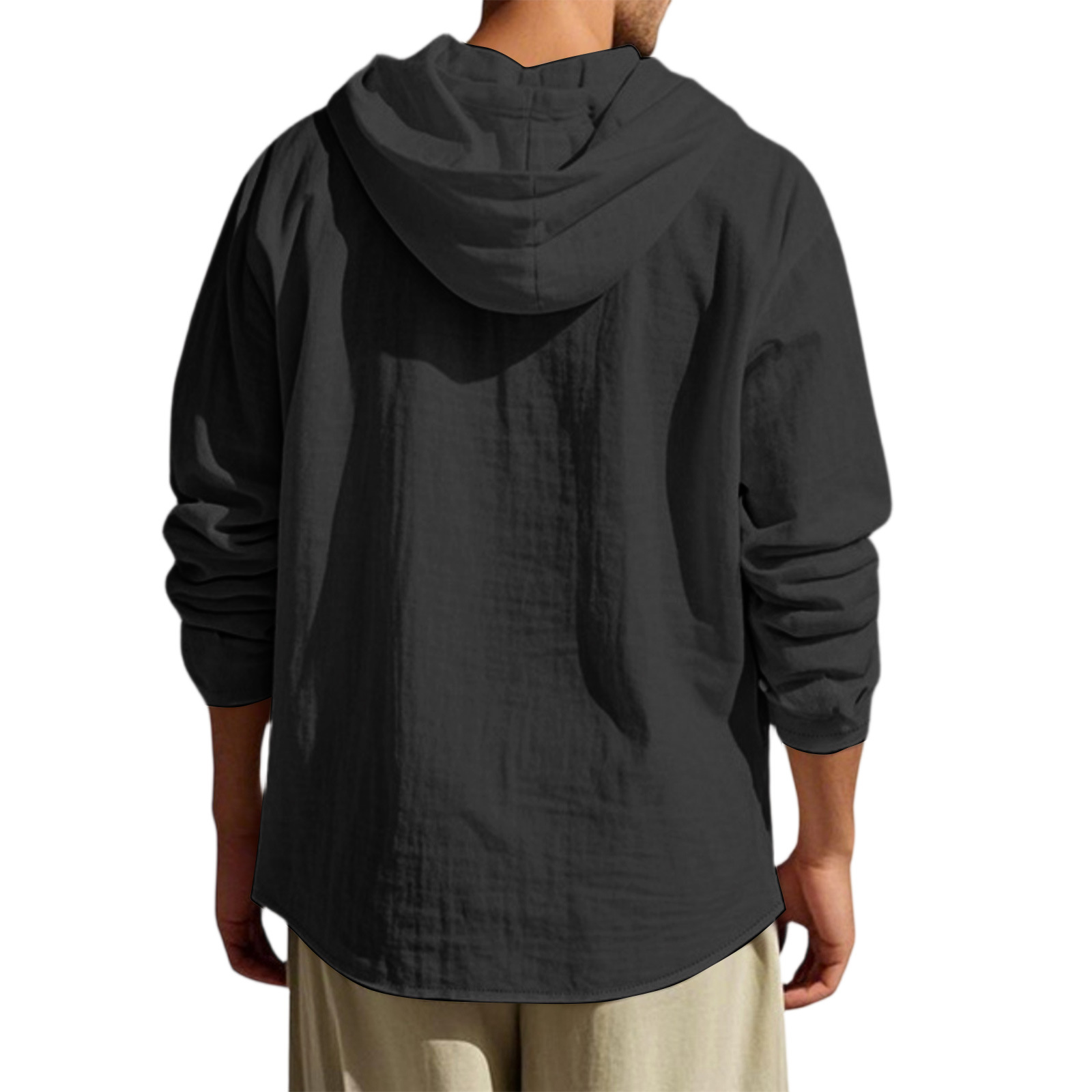 Hooded Linen-Style Cardigan Hoodie for Young Adults Hooded Linen-Style Cardigan Hoodie for Young Adults