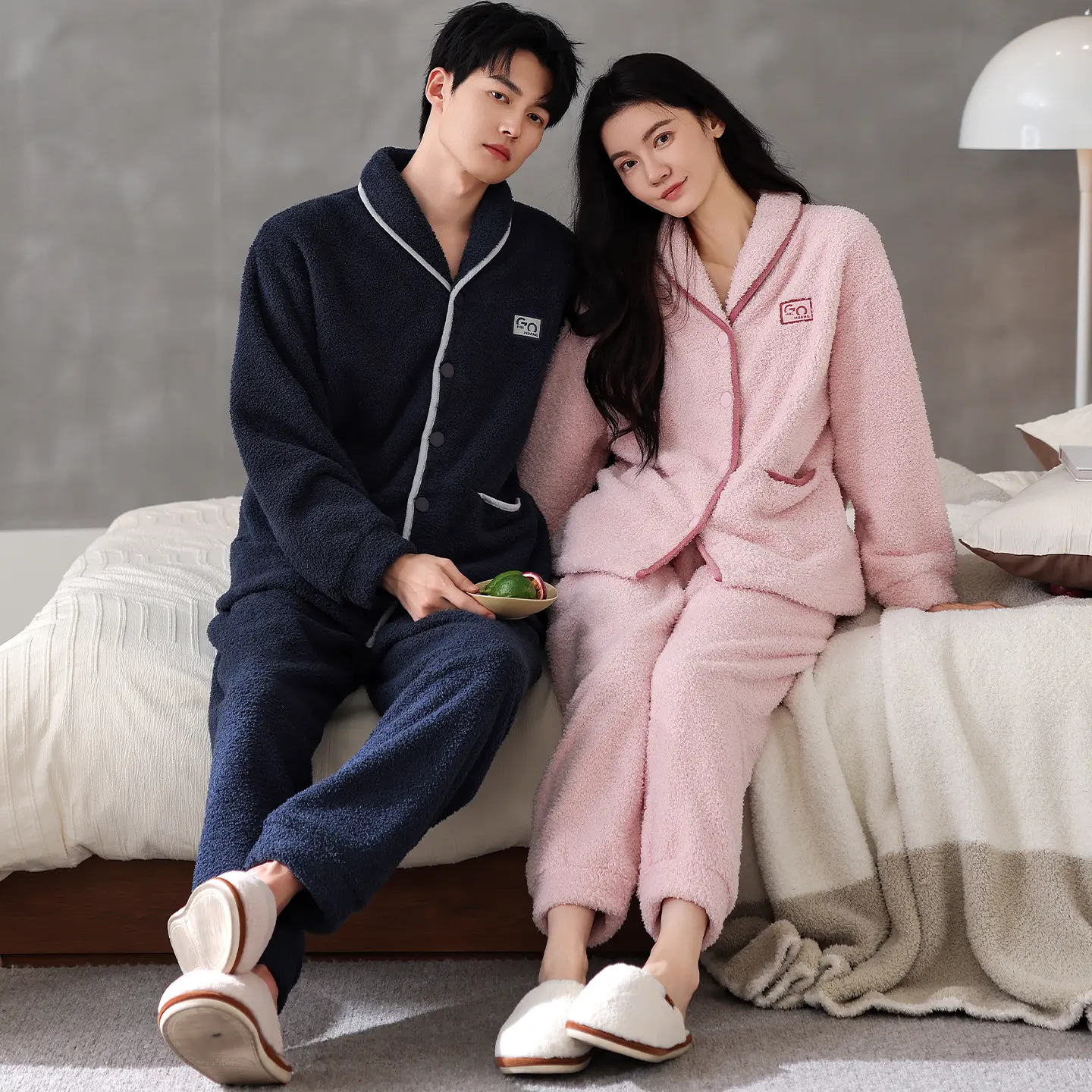 Flannel Thick Warm Long Sleeves Coral Fleece
