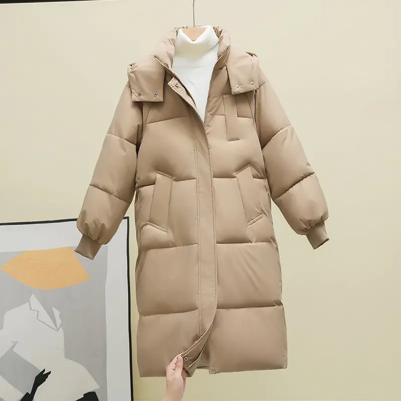 Long Over-the-knee Cotton-padded Coat Women's Loose Down