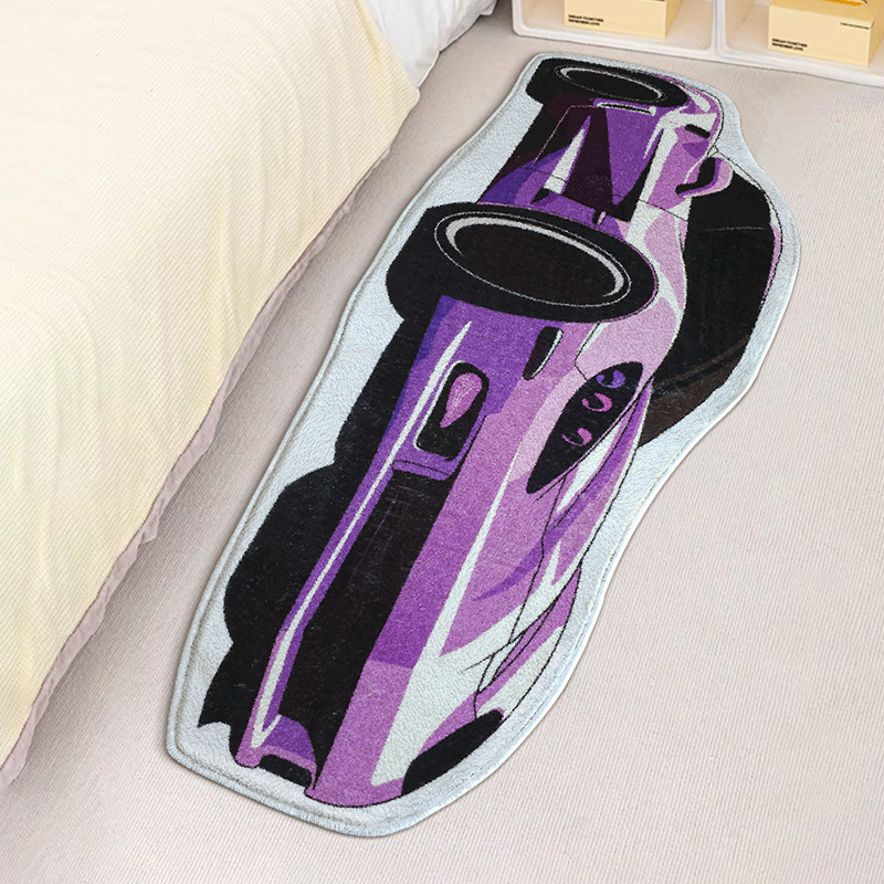 Racing-style Bedside Rug Durable Stain-resistant Non-slip For Home Use