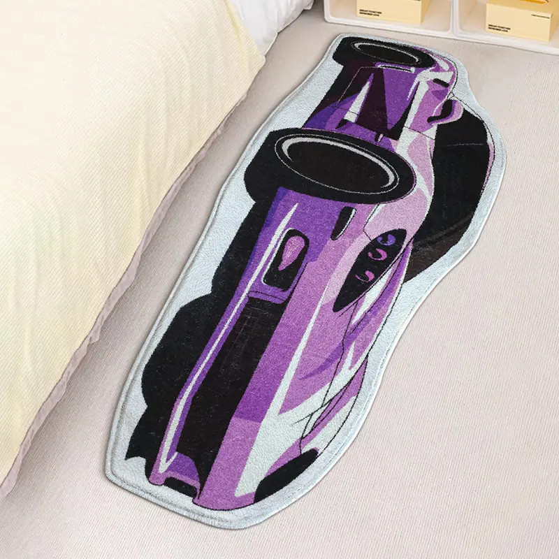 Racing-style Bedside Rug Durable Stain-resistant Non-slip for Home Use