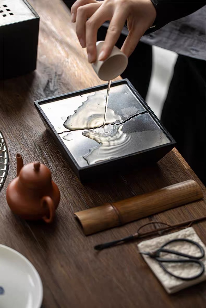 Title 9, Ash Charcoal Black Square Pot Tray Water Storag...