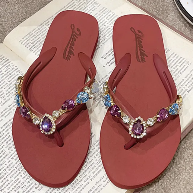 Women's Fashion Casual Beach Flat Slippers Red - Shop at LoveMi