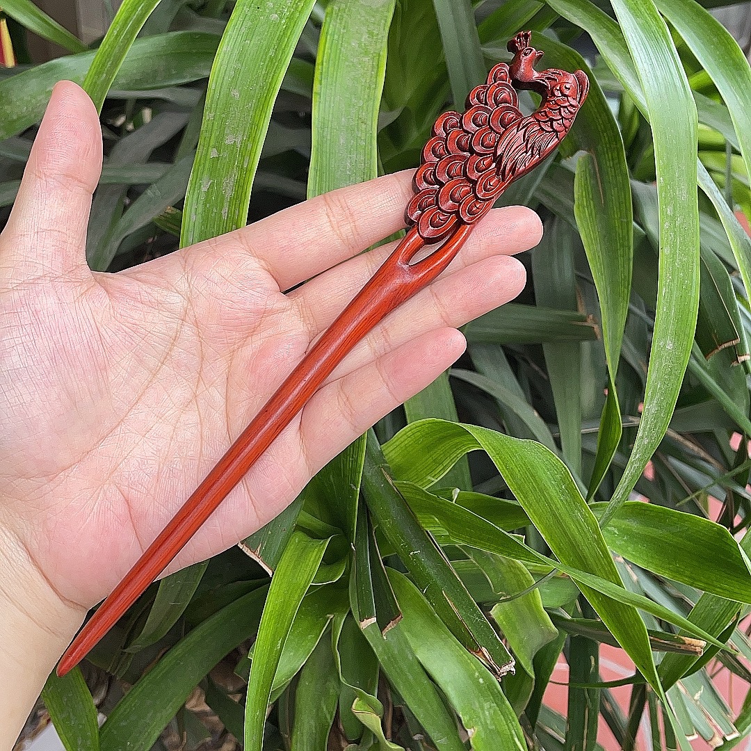 Ebony Antique Carved Hairpin 7