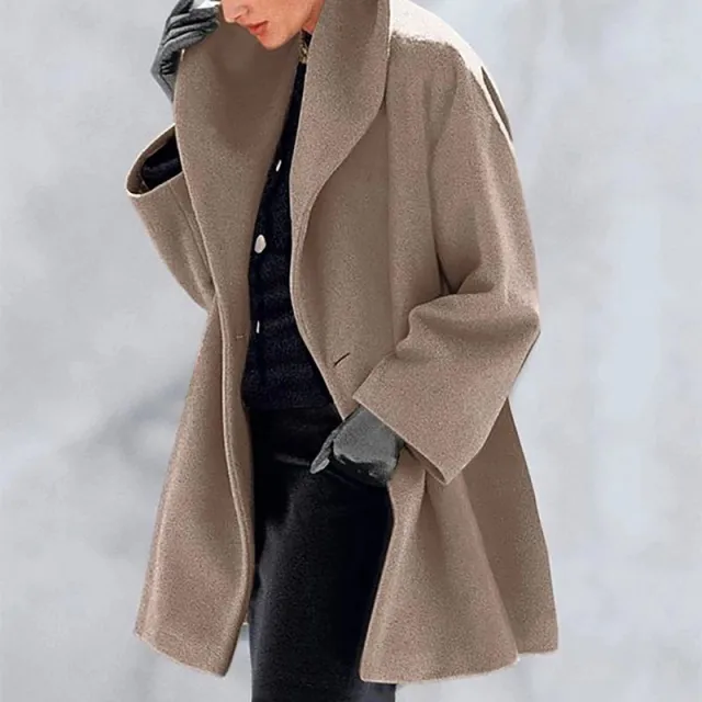 Women's Trendy Clothes Multi color Round Neck Loose Sweater Woolen Coat Solid Casual Coat For Autumn And Winter Camel - Shop at LoveMi