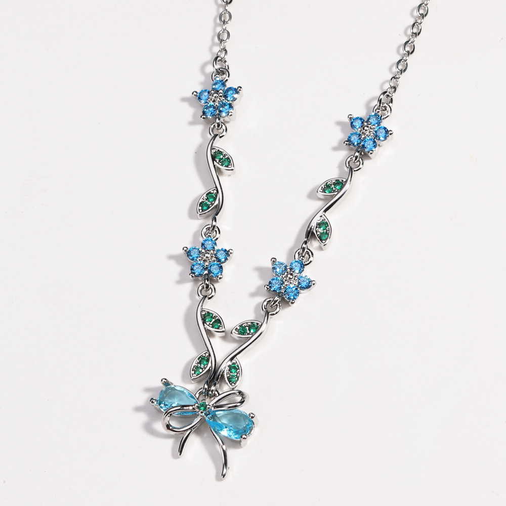 Zircon Bow Necklace For WomenAll-Match Clavicle Chain For BFFs