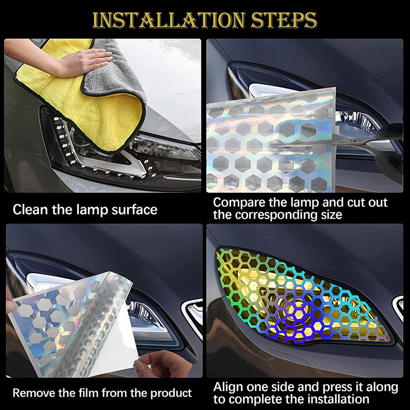 Car Taillight Honeycomb Shape Sticker Applique Taillight Decoration Sticker Rear Lamp Cover Sticker Taillight Sticker - Image 4