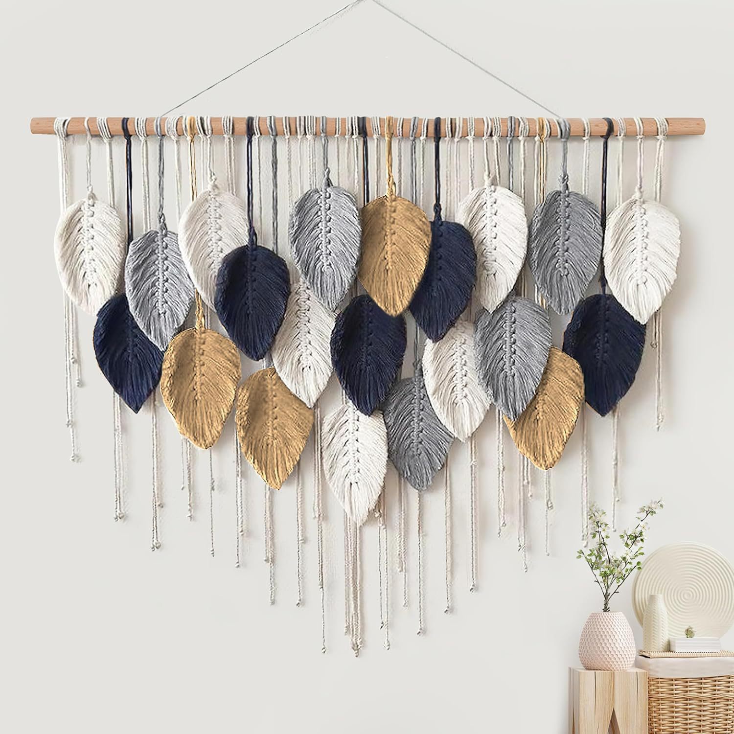 Handwoven Leaf Tassel Wall Hanging, picture 4 of 12