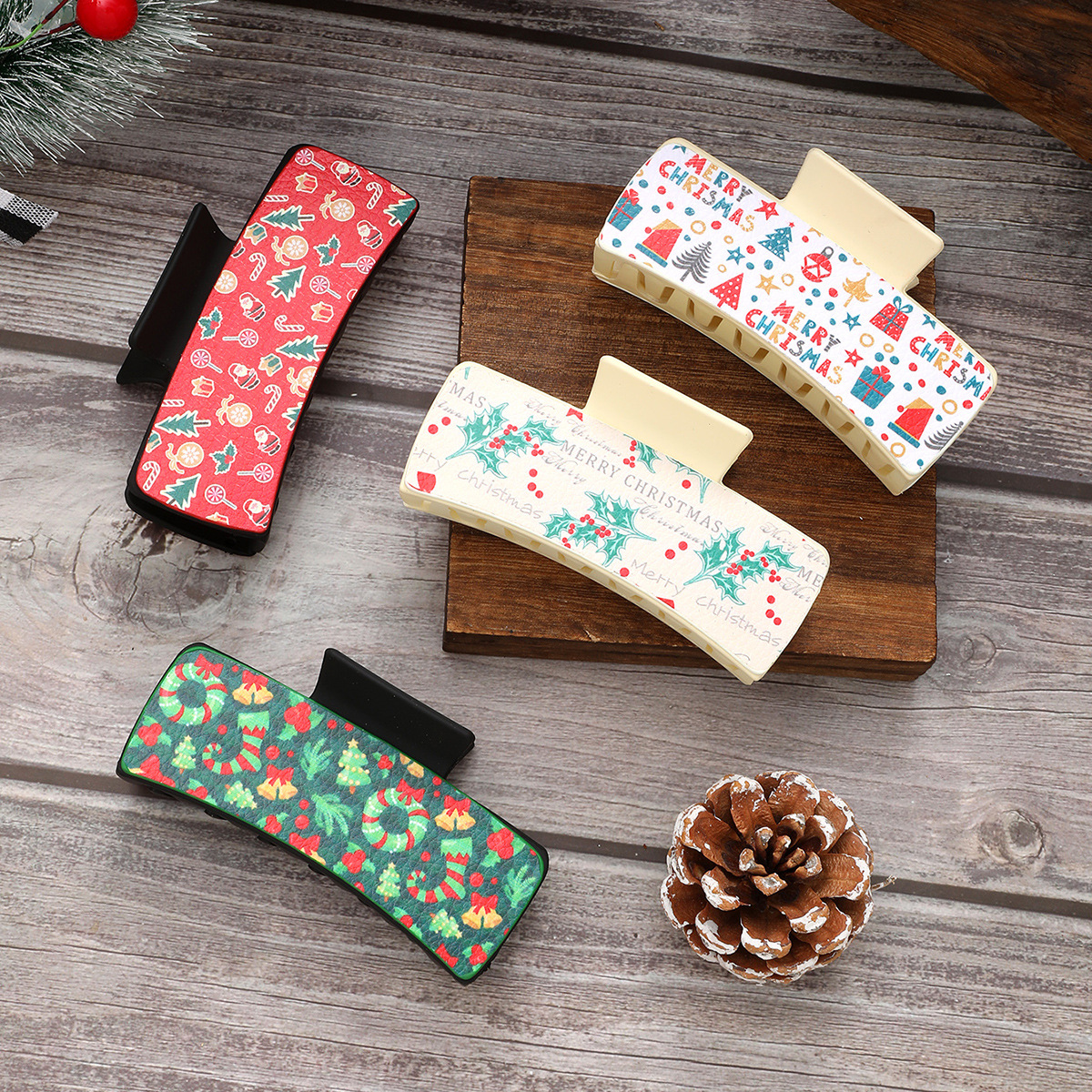 Christmas Leather Hair Clip Women's Shark Clip