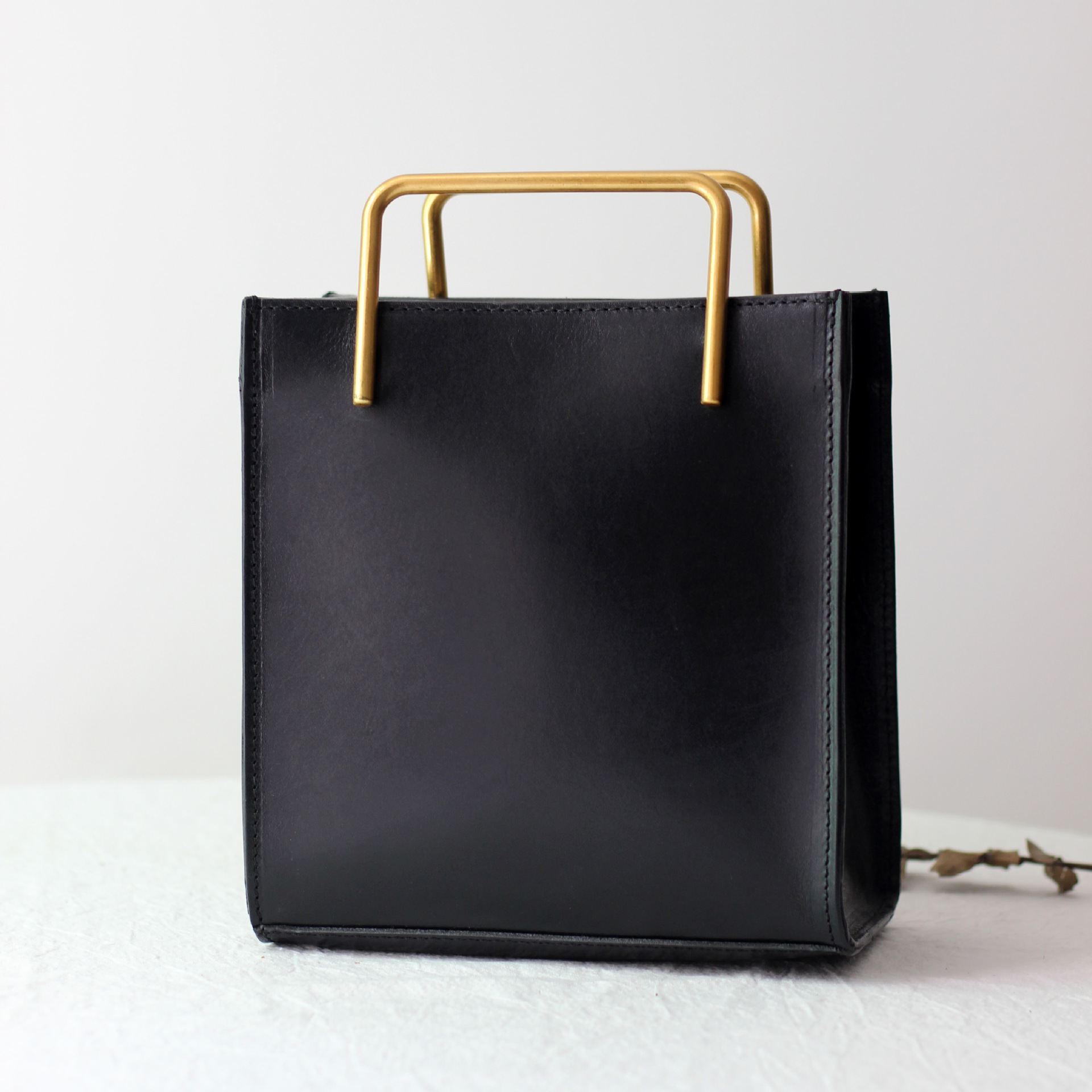 Vintage Womens Small Square Bag Made From Full-Grain Vegetable-Tanned Leather