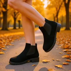 Women's Ankle Boots Suede Hight Increasing Martin Boots - Black - View 1