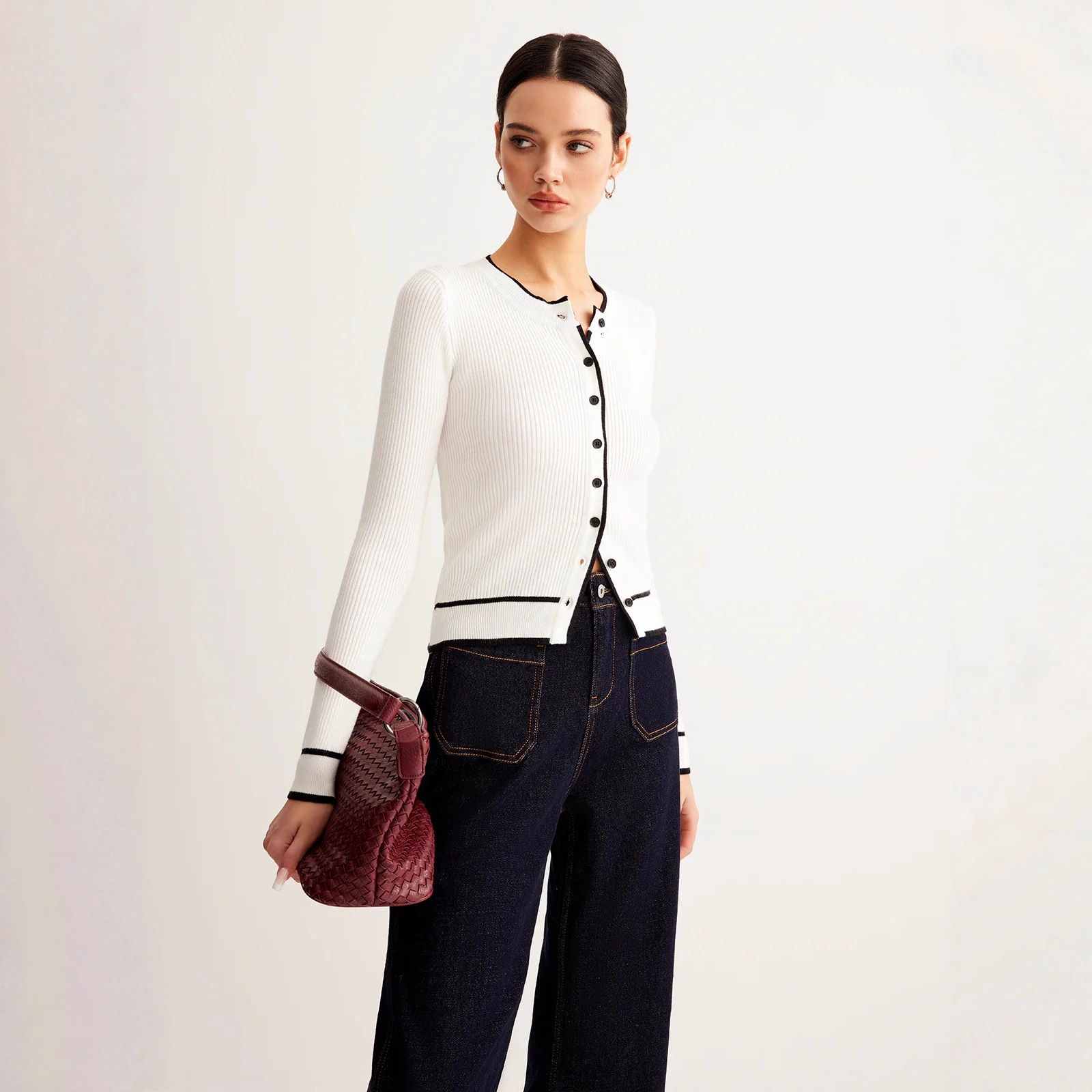 Women’s Contrast Trim Ribbed Knit Cardigan – Slim Fit Long Sleeve Sweater | Luxe Clothing Women’s Contrast Trim Ribbed Knit Cardigan – Slim Fit Long Sleeve Sweater ee2b62cd db54 47fb 8c96 bb41120bef60