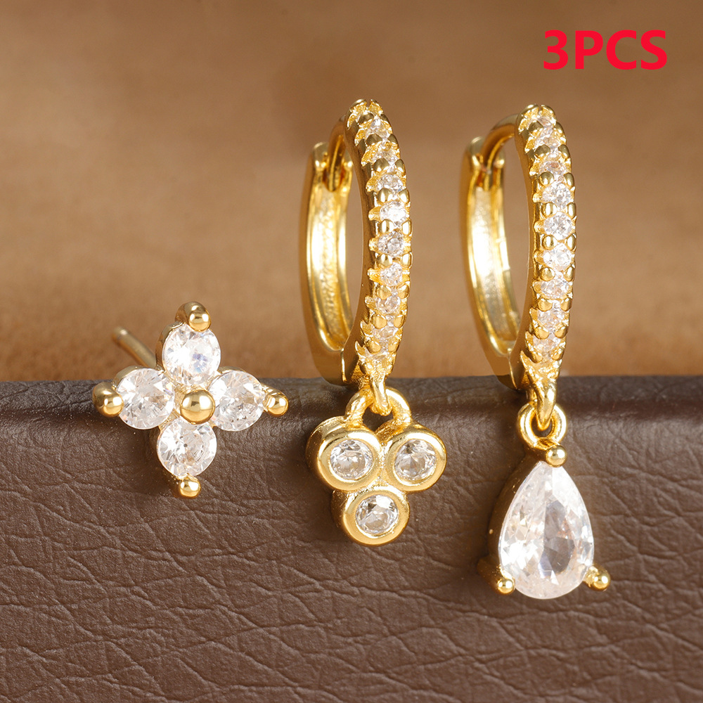 Affordable Luxury Fashion Flowers Zircon Earrings Plated With Real Gold