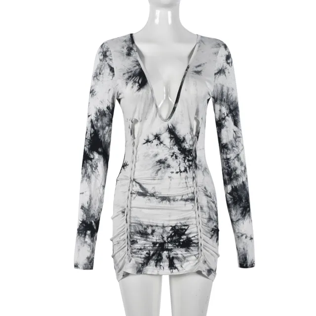 Hollow out V neck Tie up Club Style Mini Dress Multicolor - Shop at LoveMi