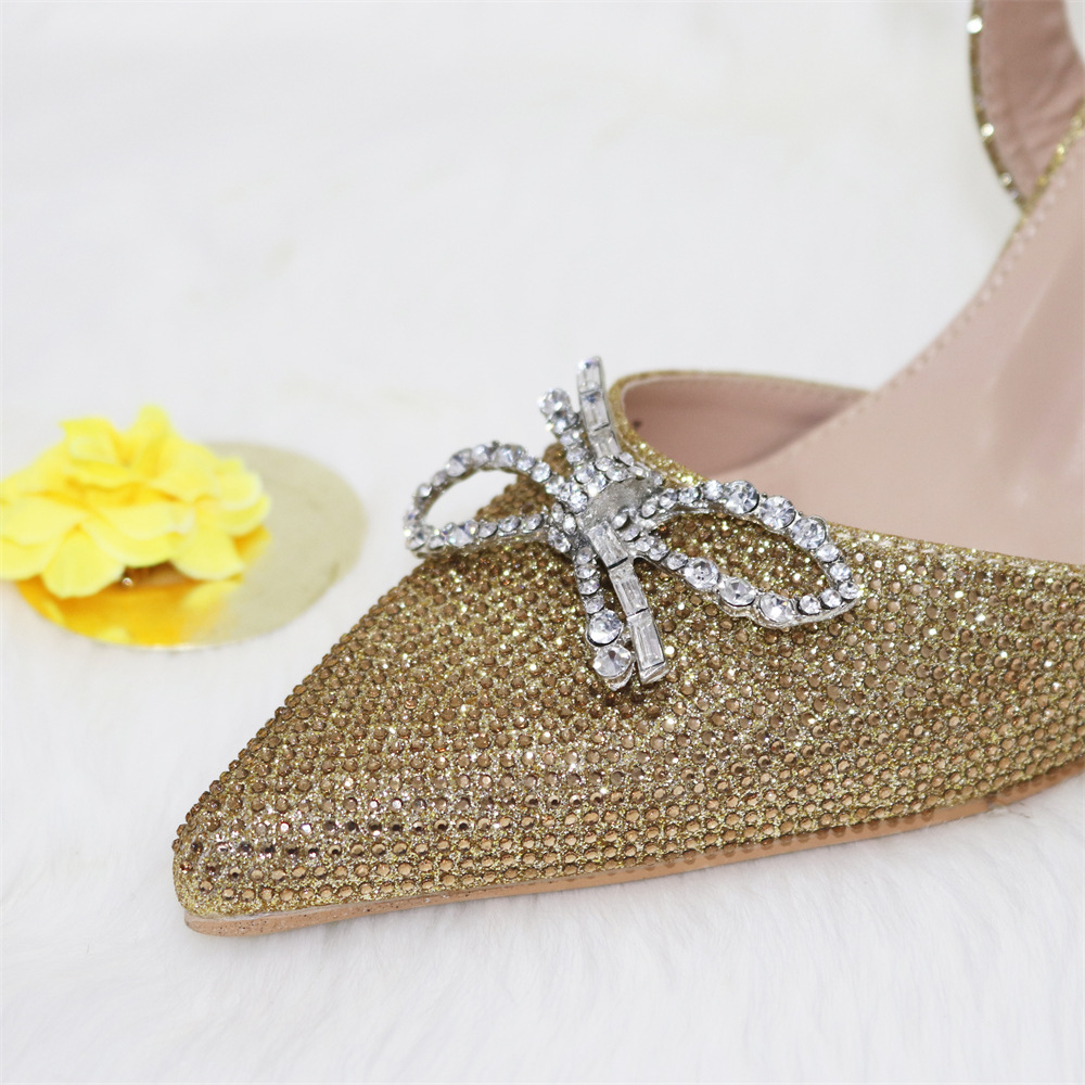 Ladies Bow Silver Buckle Design Pointed High Heels And Bags - Image 27