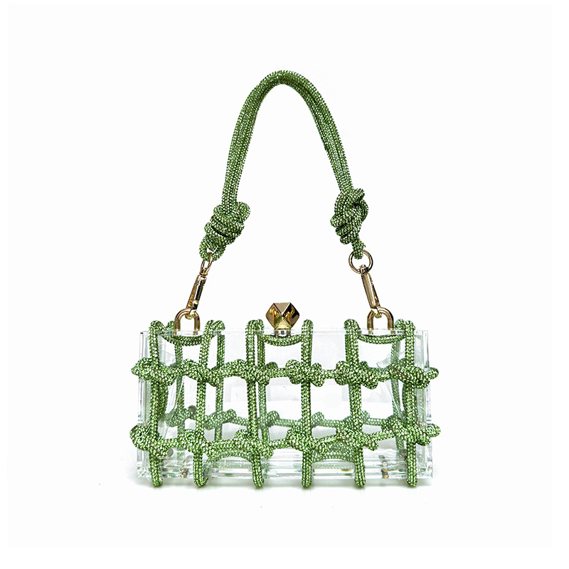 French Sweet Shiny Rhinestone Banquet Small Square Bag — foto 4