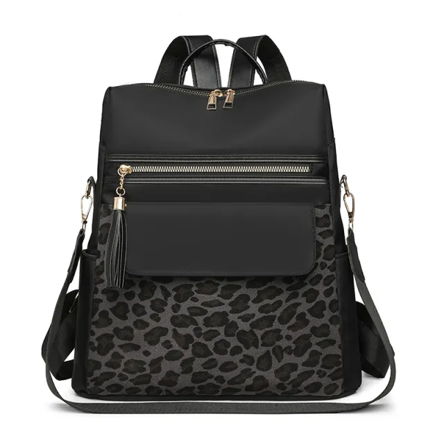 Leopard Print Women's Large Capacity Backpack Black - Shop at LoveMi