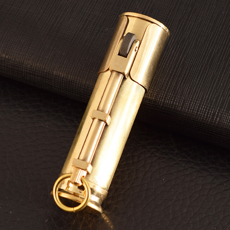 Vintage-style Uniquely Designed Brass Knurled Kerosene Lighter - Image 1