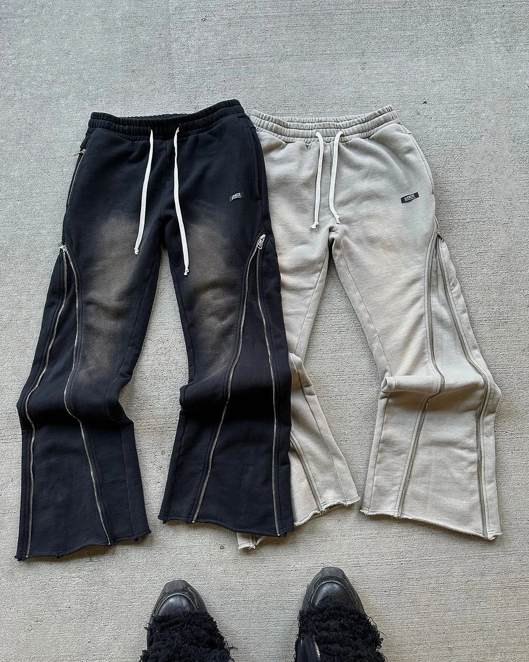 Title 6, Retro Washed Casual Sports Pants Zipper Decorat...