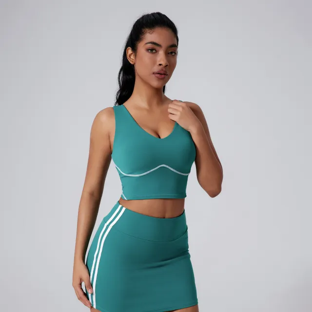 Underwear With Chest Pad Sports Shockproof Wide Shoulder Strap Top Green - Shop at LoveMi